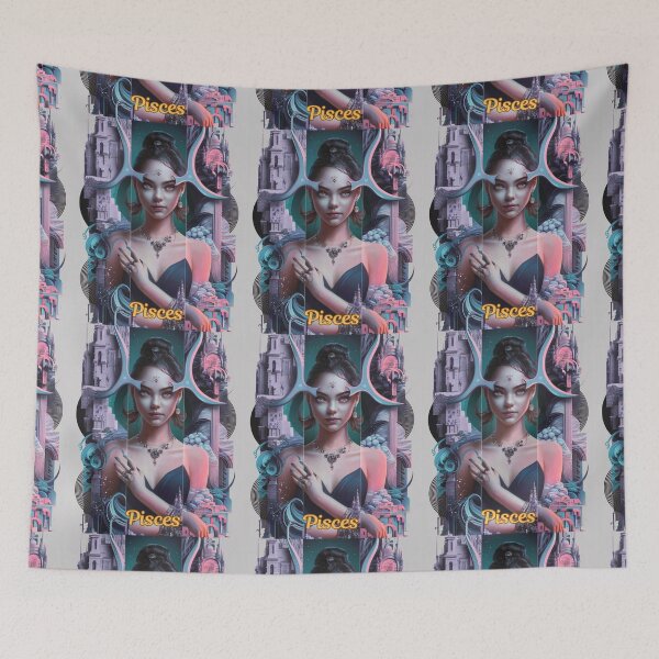Item preview, Pisces Zodiac, whimsical lady, Pisces girl sexy, cosmos goddess, celestial woman designed and sold by ZodiacWonders.