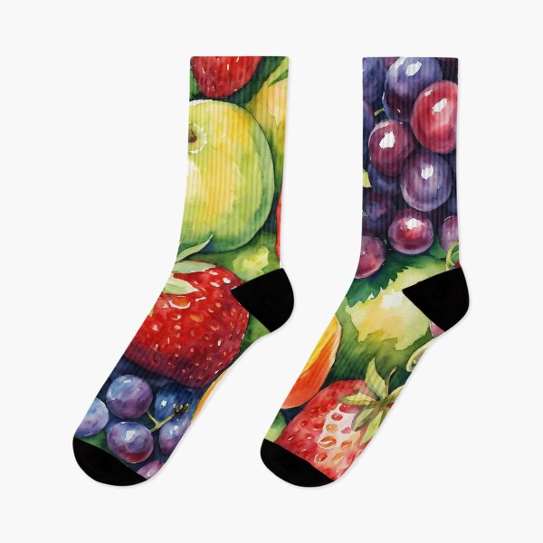 Item preview, watercolor of repeating patterns of fruit designed and sold by soulfulpalette.