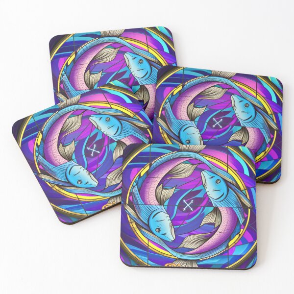 Item preview, Pisces Zodiac, stained glass designed and sold by ZodiacWonders.