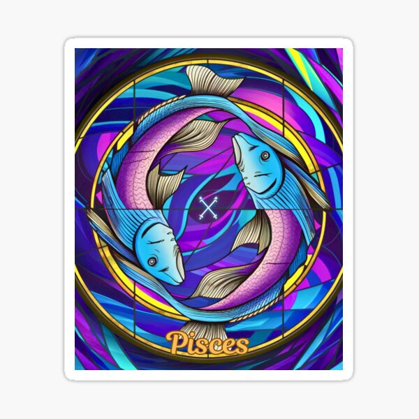 Item preview, Pisces Zodiac, stained glass designed and sold by ZodiacWonders.