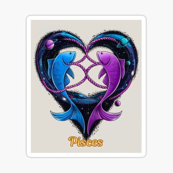 Item preview, Pisces Zodiac, heart shape designed and sold by ZodiacWonders.