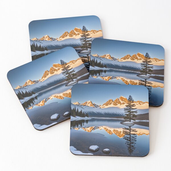 Item preview, "Golden Reflections: Majestic Snow-Capped Mountains and Tranquil Lake" designed and sold by Craftystudio24.