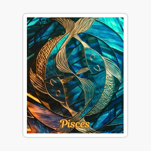 Item preview, Pisces Zodiac, stained glass designed and sold by ZodiacWonders.