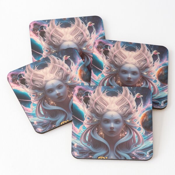 Item preview, Pisces Zodiac, whimsical lady, cosmos goddess, celestial woman designed and sold by ZodiacWonders.