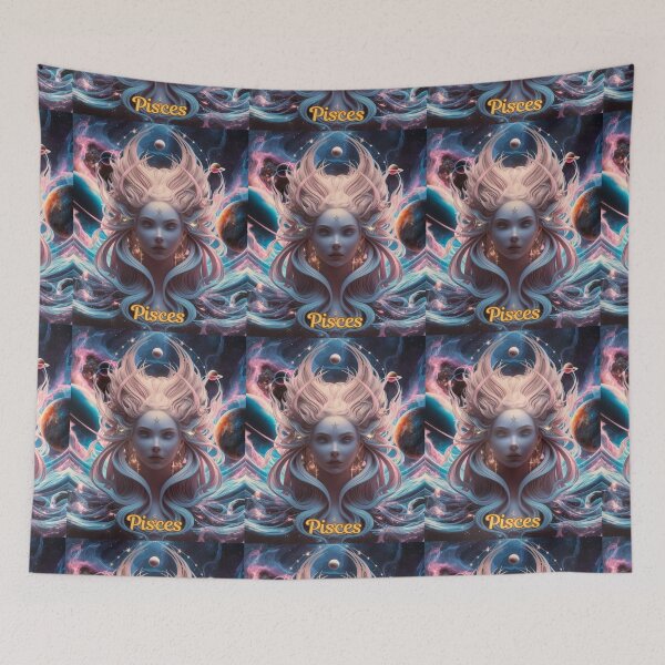 Item preview, Pisces Zodiac, whimsical lady, cosmos goddess, celestial woman designed and sold by ZodiacWonders.