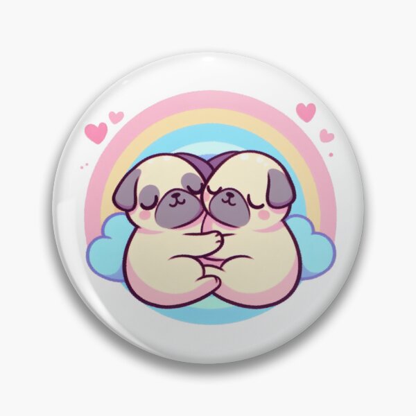 Artikelvorschau, Süße verliebte Möpse, die sich unter einem Regenbogen umarmen und kuscheln! entworfen und verkauft von Bookwyrm-Bazaar.
