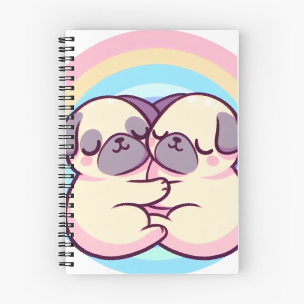 Item preview, Cute pugs in love, hugging and snuggling under a rainbow! designed and sold by Bookwyrm-Bazaar.