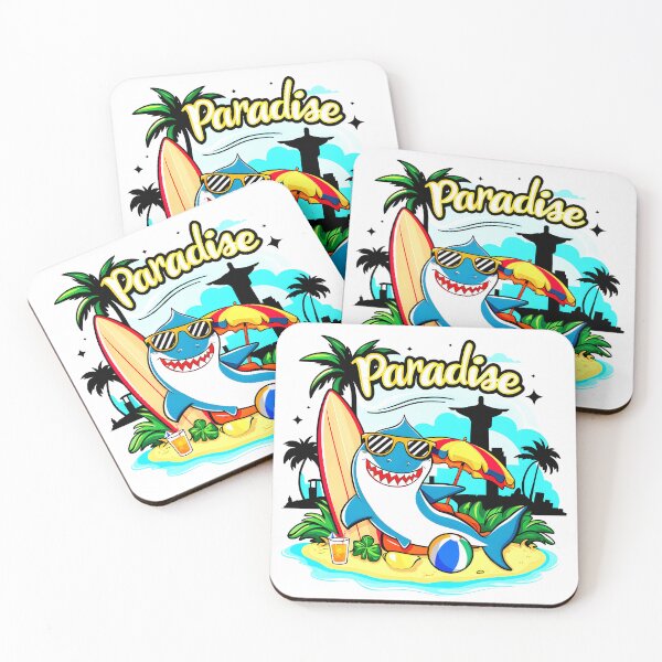Item preview, Happy sharks travel the beach in Rio de Janeiro, Brazil designed and sold by tanapong51.