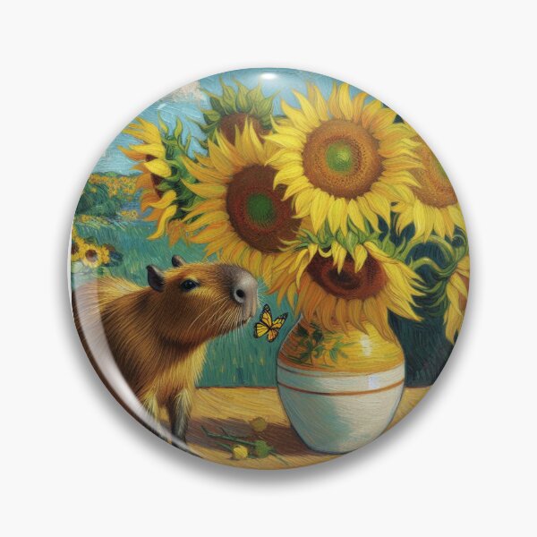 Item preview, Capybara ft. Van Gogh-Vase with Twelve Sunflowers5 designed and sold by Capybara Art Lover.