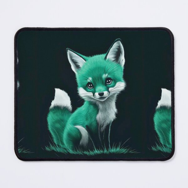Artikelvorschau, Fuchsporträt. monochromes Gesichtsporträt, smaragdgrün entworfen und verkauft von FoxVibes.