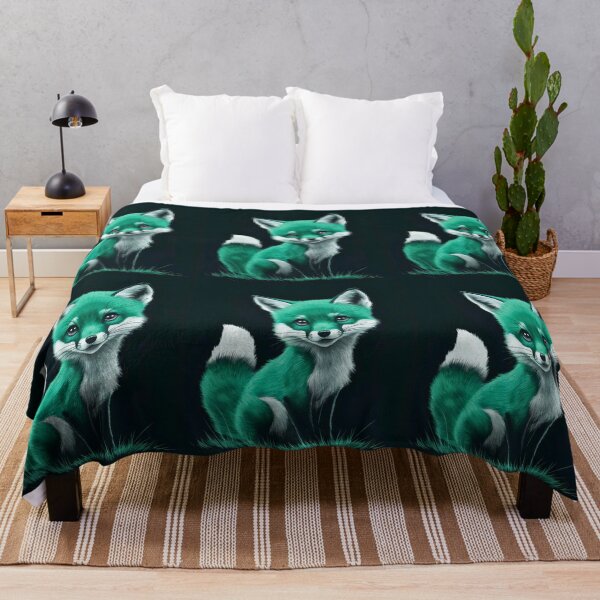 Item preview, Fox Portrait. monochrome face portrait, emerald green designed and sold by FoxVibes.