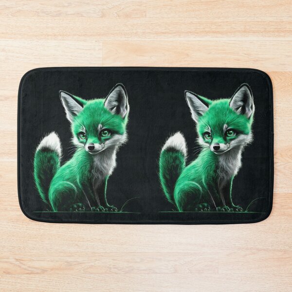 Item preview, Fox Portrait. monochrome face portrait, emerald green designed and sold by FoxVibes.