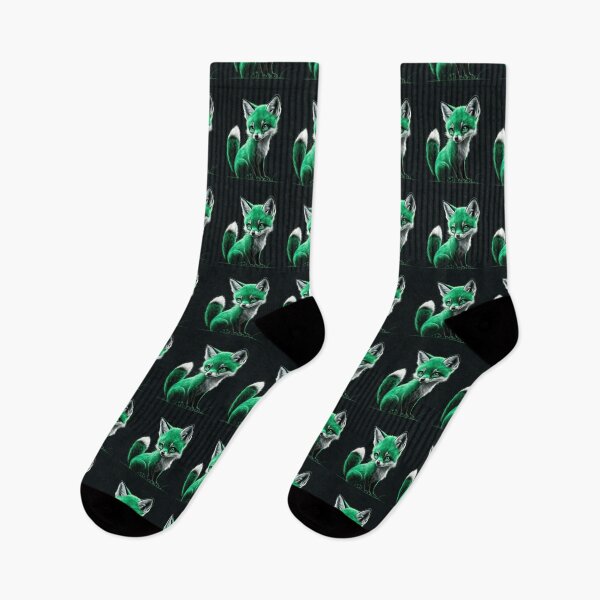 Item preview, Fox Portrait. monochrome face portrait, emerald green designed and sold by FoxVibes.