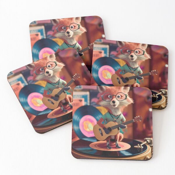 Item preview, Fox Portrait. fox playing guitar designed and sold by FoxVibes.