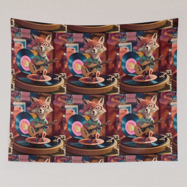Item preview, Fox Portrait. fox playing guitar designed and sold by FoxVibes.