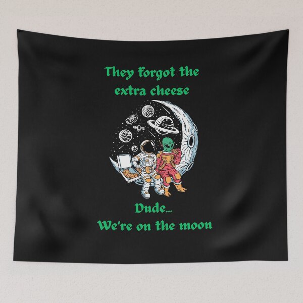 Item preview, Astronaut and Alien Sharing A Pizza designed and sold by AlienOccupation.