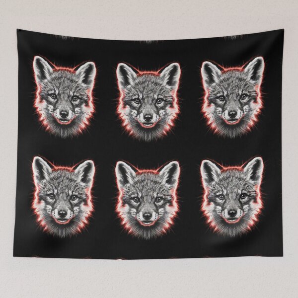 Item preview, Fox Portrait. monochrome face portrait designed and sold by FoxVibes.