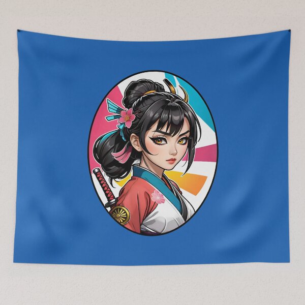 Aperçu de l'œuvre Cute Anime Samurai Warrior Girl créée et vendue par TheArtOfPat.