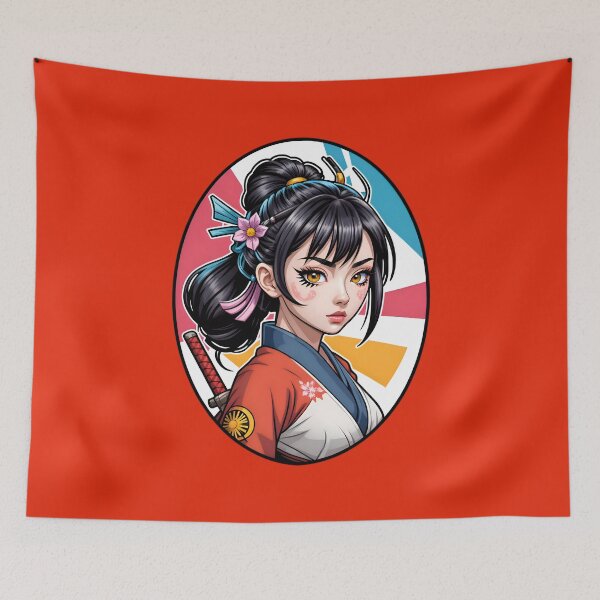 Aperçu de l'œuvre Cute Anime Samurai Warrior Girl créée et vendue par TheArtOfPat.