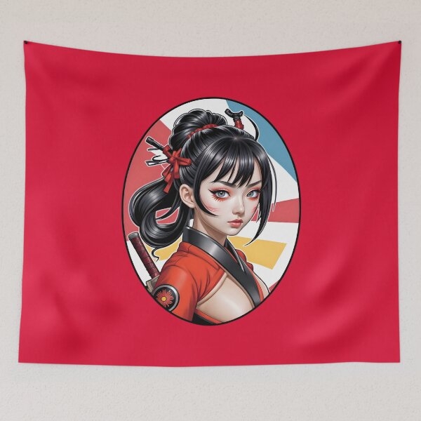 Aperçu de l'œuvre Cute Anime Samurai Warrior Girl créée et vendue par TheArtOfPat.