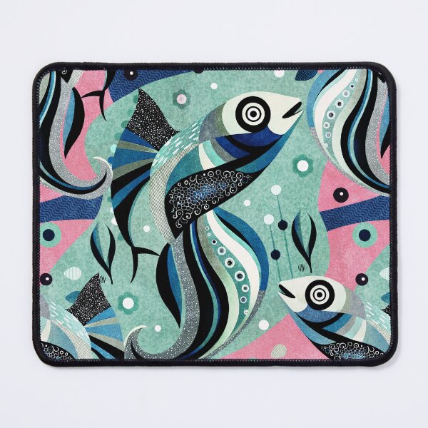 Item preview, Colorful blue abstract fish designed and sold by Veata.
