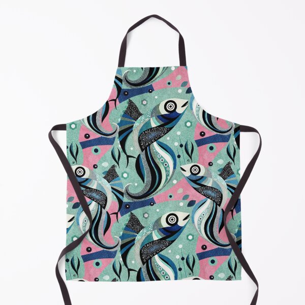Item preview, Colorful blue abstract fish designed and sold by Veata.