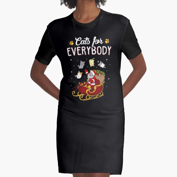 Cats For Everybody Funny Ugly Christmas Sweatshirt Graphic T-Shirt Dress