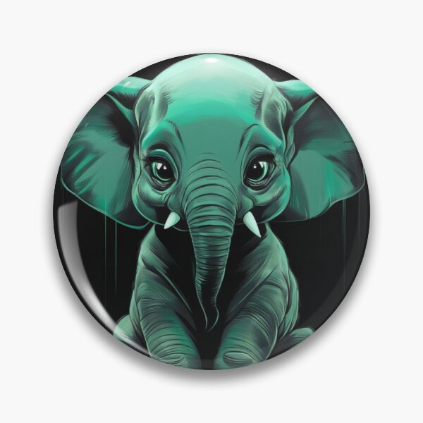 Item preview, Elephant Portrait. monochrome face portrait, emerald green designed and sold by ElephantVibes.