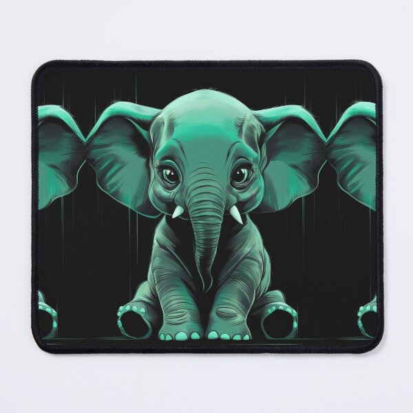 Item preview, Elephant Portrait. monochrome face portrait, emerald green designed and sold by ElephantVibes.