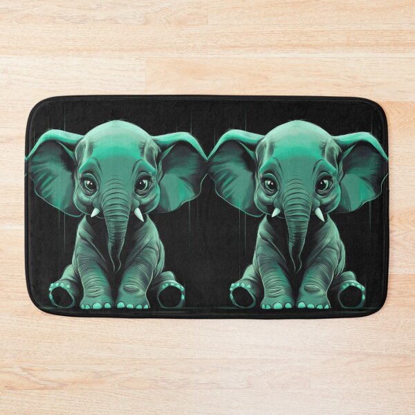 Item preview, Elephant Portrait. monochrome face portrait, emerald green designed and sold by ElephantVibes.
