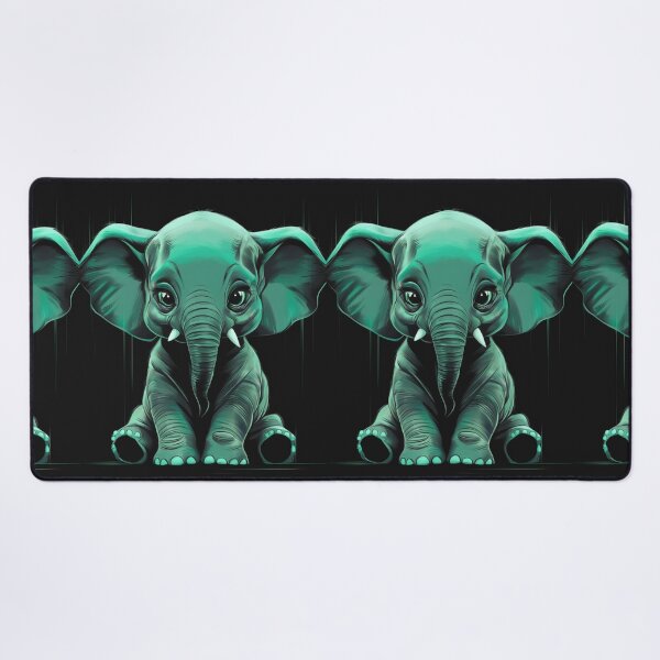 Item preview, Elephant Portrait. monochrome face portrait, emerald green designed and sold by ElephantVibes.