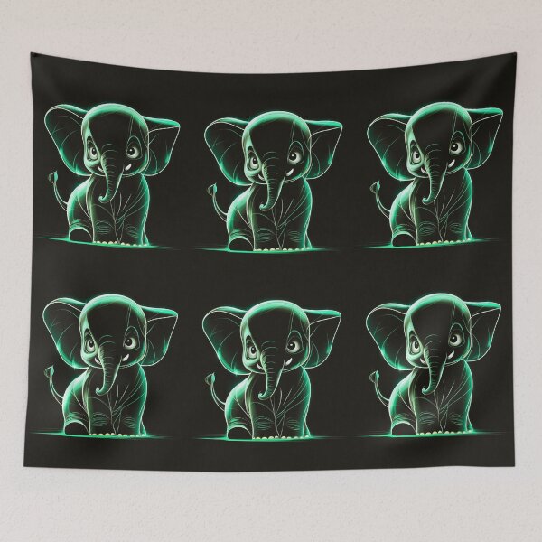 Item preview, Elephant Portrait. monochrome face portrait, emerald green designed and sold by ElephantVibes.
