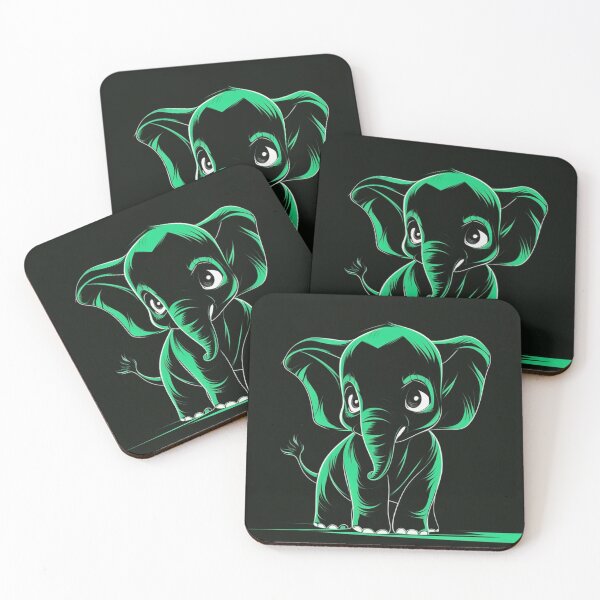 Item preview, Elephant Portrait. monochrome face portrait, emerald green designed and sold by ElephantVibes.