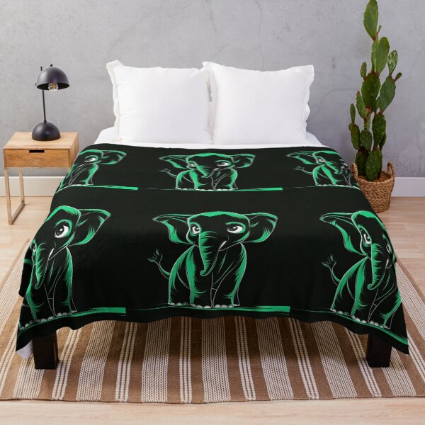 Item preview, Elephant Portrait. monochrome face portrait, emerald green designed and sold by ElephantVibes.