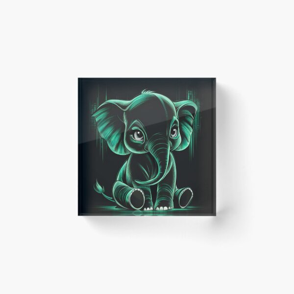 Item preview, Elephant Portrait. monochrome face portrait, emerald green designed and sold by ElephantVibes.