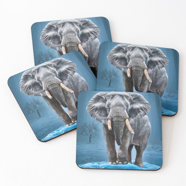 Item preview, Elephant Portrait. snow scene designed and sold by ElephantVibes.