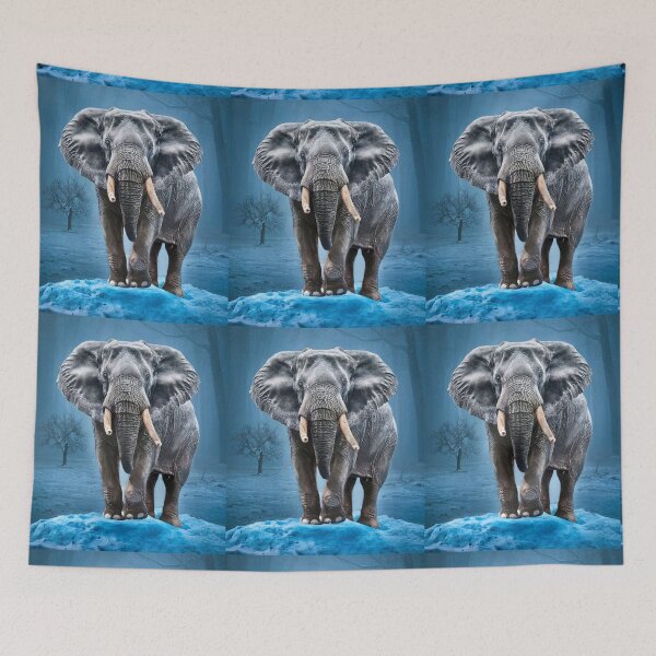 Item preview, Elephant Portrait. snow scene designed and sold by ElephantVibes.