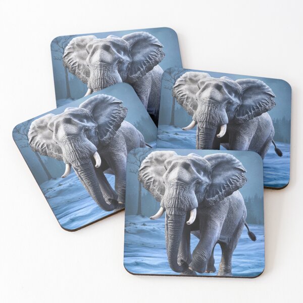 Item preview, Elephant Portrait. snow scene designed and sold by ElephantVibes.