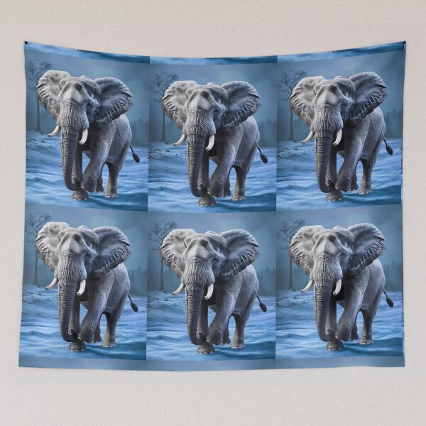 Item preview, Elephant Portrait. snow scene designed and sold by ElephantVibes.