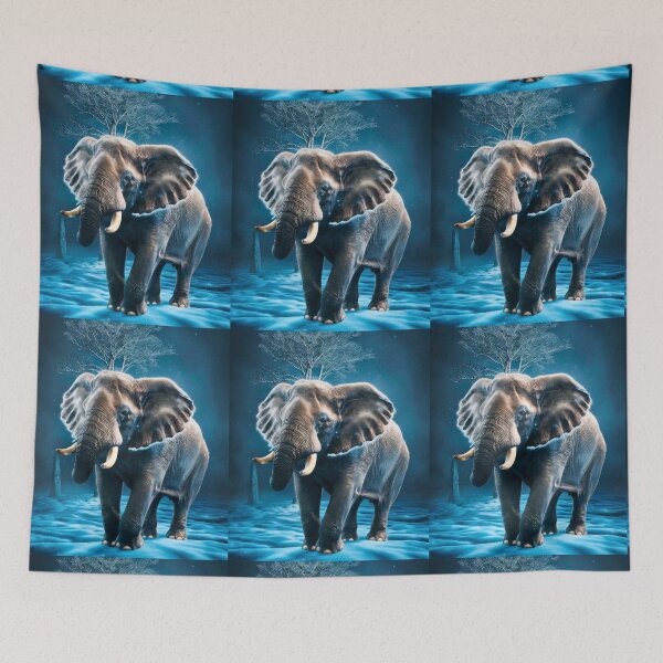 Item preview, Elephant Portrait. snow scene designed and sold by ElephantVibes.