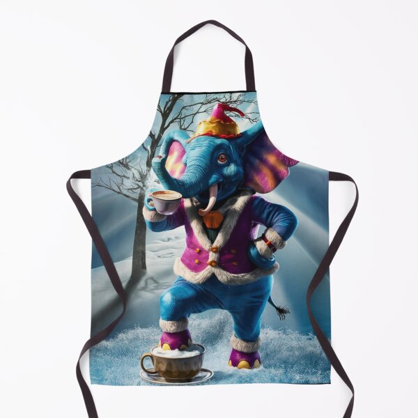 Item preview, Elephant Portrait. drinking coffee, snow scene designed and sold by ElephantVibes.