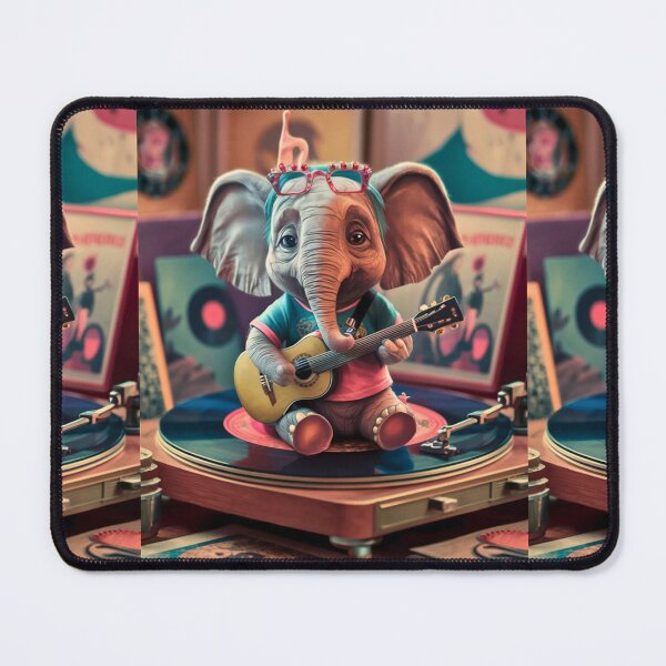 Item preview, Elephant Portrait. elephant playing guitar designed and sold by ElephantVibes.