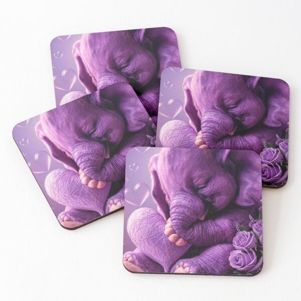 Item preview, Elephant Portrait. plush elephant, purple heart designed and sold by ElephantVibes.