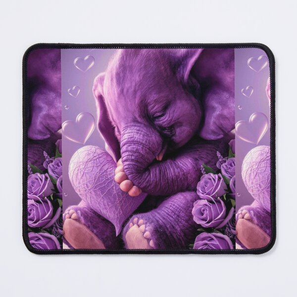 Item preview, Elephant Portrait. plush elephant, purple heart designed and sold by ElephantVibes.