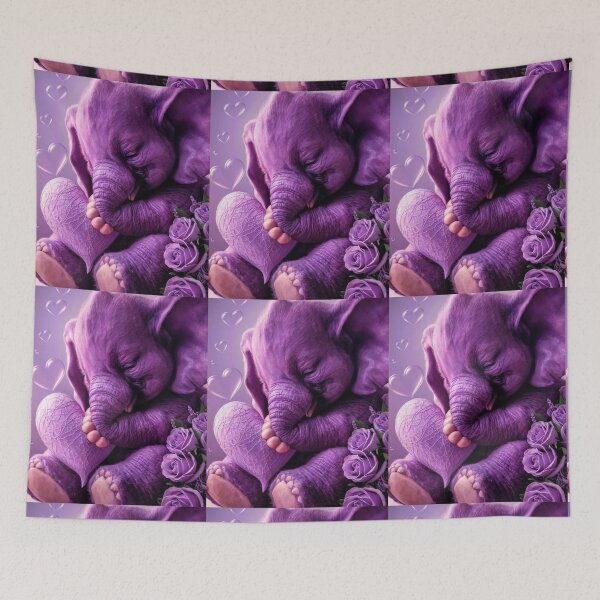 Item preview, Elephant Portrait. plush elephant, purple heart designed and sold by ElephantVibes.