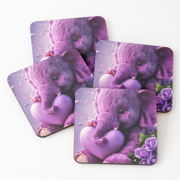 Item preview, Elephant Portrait. plush elephant, purple heart designed and sold by ElephantVibes.