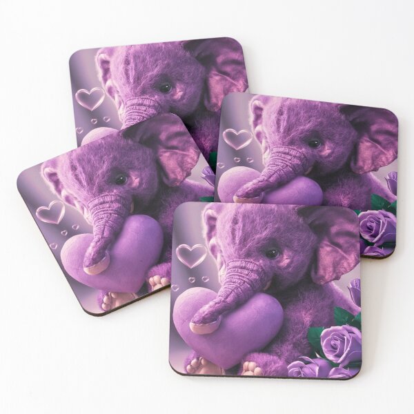 Item preview, Elephant Portrait. plush elephant, purple heart designed and sold by ElephantVibes.