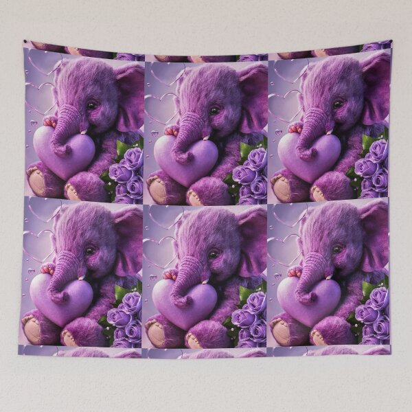 Item preview, Elephant Portrait. plush elephant, purple heart designed and sold by ElephantVibes.