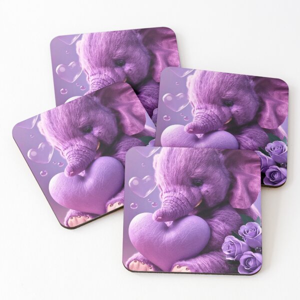Item preview, Elephant Portrait. plush elephant, purple heart designed and sold by ElephantVibes.