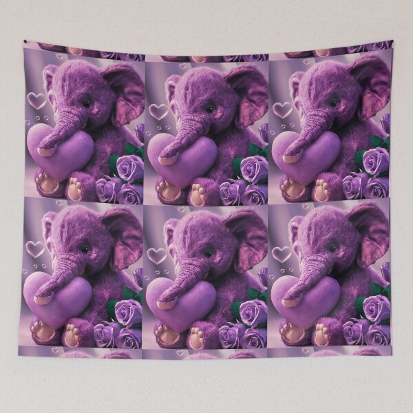 Item preview, Elephant Portrait. plush elephant, purple heart designed and sold by ElephantVibes.